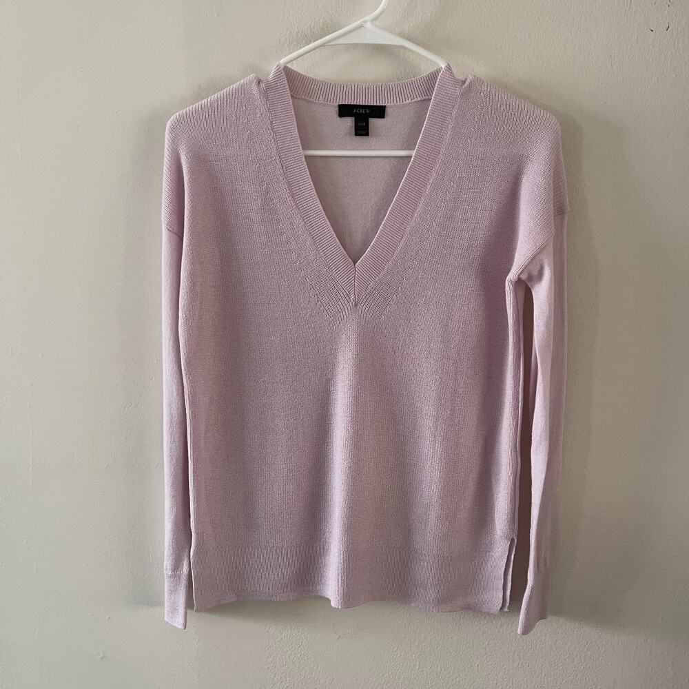 J. Crew Womens XXXS V-Neck Sweater Lilac Merino Wool Long Sleeve G0613